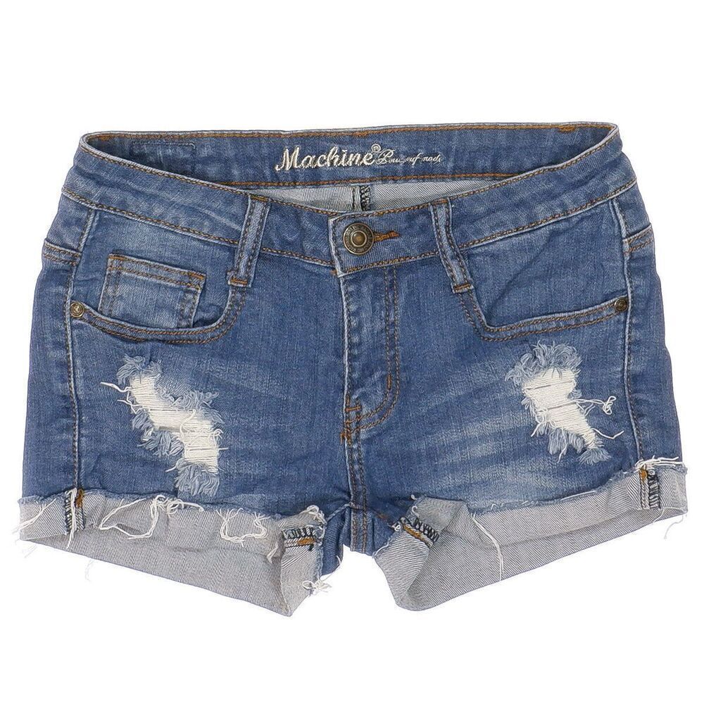 Machine Denim Shorts Size US 26 Distressed Blue Stretch Measures W27 Inseam 2